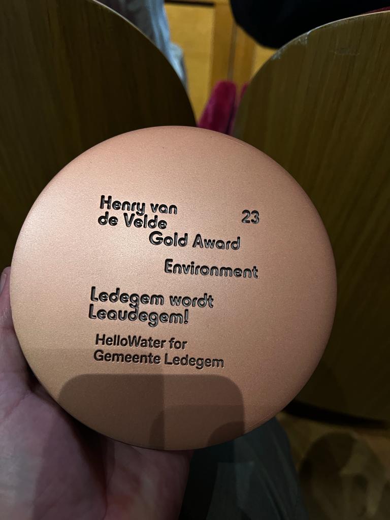 Gouden award Henri Vandevelde voor Ledegems project i.s.m. Hellowater